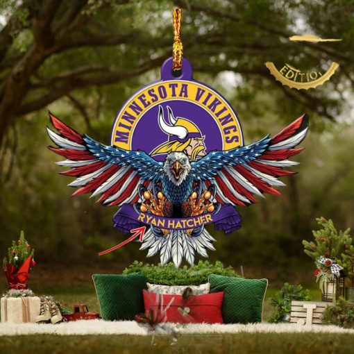 NFL Minnesota Vikings Xmas American US Eagle Custom Name Ornament