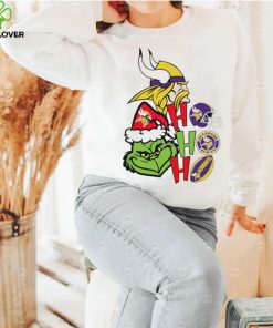 NFL Minnesota Vikings football Grinch ho ho ho helmet logo hoodie, sweater, longsleeve, shirt v-neck, t-shirt