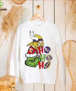 NFL Minnesota Vikings football Grinch ho ho ho helmet logo hoodie, sweater, longsleeve, shirt v-neck, t-shirt