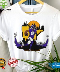 NFL Minnesota Vikings football Justin Jefferson player number 18 signature cartoon retro shirt 1 NFL Minnesota Vikings football Justin Jefferson player number 18 signature cartoon retro shirt