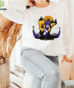 NFL Minnesota Vikings football Justin Jefferson player number 18 signature cartoon retro shirt 2 NFL Minnesota Vikings football Justin Jefferson player number 18 signature cartoon retro shirt