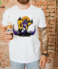 NFL Minnesota Vikings football Justin Jefferson player number 18 signature cartoon retro shirt 3 NFL Minnesota Vikings football Justin Jefferson player number 18 signature cartoon retro shirt