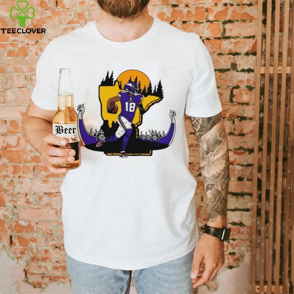 NFL Minnesota Vikings football Justin Jefferson player number 18 signature cartoon retro shirt NFL Minnesota Vikings football Justin Jefferson player number 18 signature cartoon retro shirt