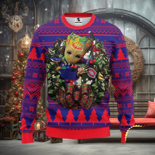 NFL Montreal Canadians Groot Hug Christmas Ugly Sweater