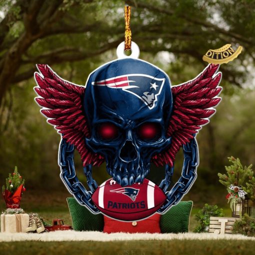 NFL New England Patriots 2023 Holiday Gifts Xmas Tree Decorations Skull Ornament