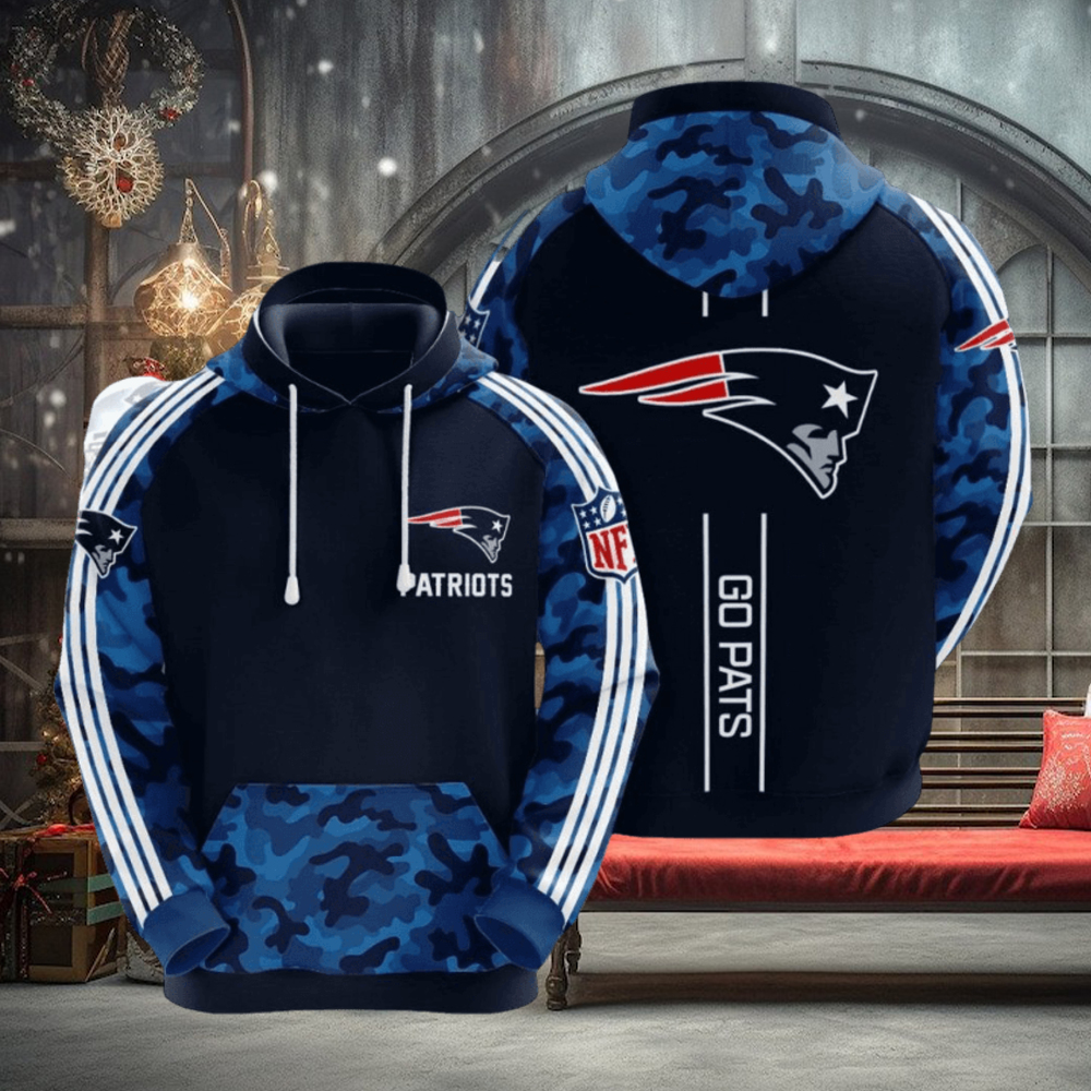 NFL New England Patriots Blue Camo Pullover Hoodie NFL New England Patriots Blue Camo Pullover Hoodie