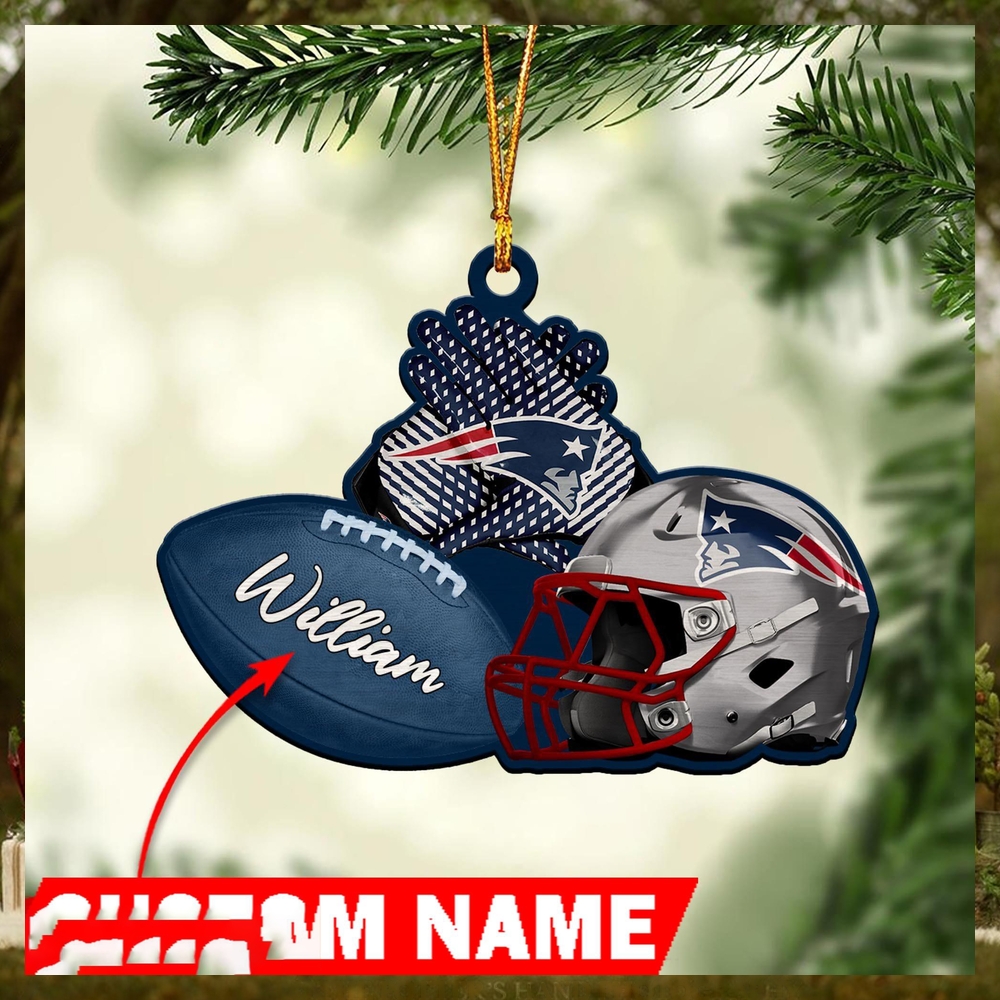 NFL New England Patriots Custom Name Rugby Ball Helmet Custom Shaped Ornament NFL New England Patriots Custom Name Rugby Ball Helmet Custom Shaped Ornament