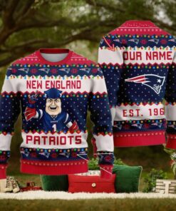 NFL New England Patriots Cute Mascot Custom Ugly Christmas Sweater