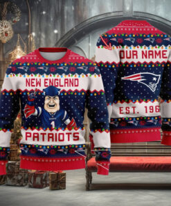 NFL New England Patriots Cute Mascot Custom Ugly Christmas Sweater