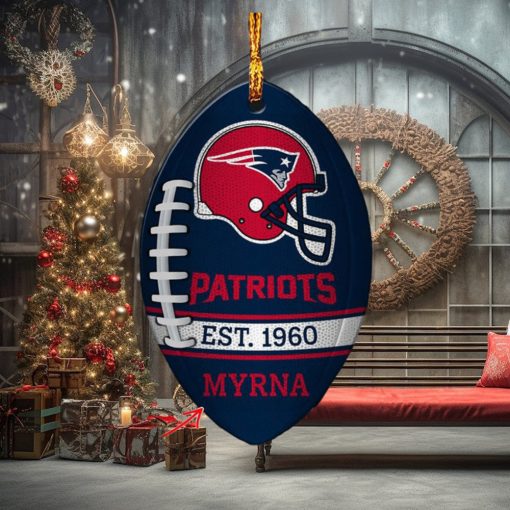 NFL New England Patriots Football Xmas Custom Name Ornament