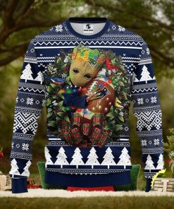NFL New England Patriots Groot Hug Christmas Ugly Sweater