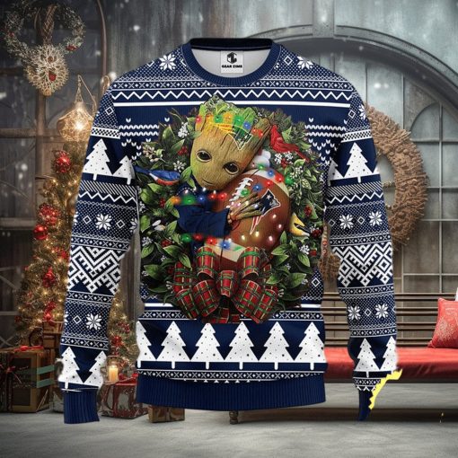 NFL New England Patriots Groot Hug Christmas Ugly Sweater