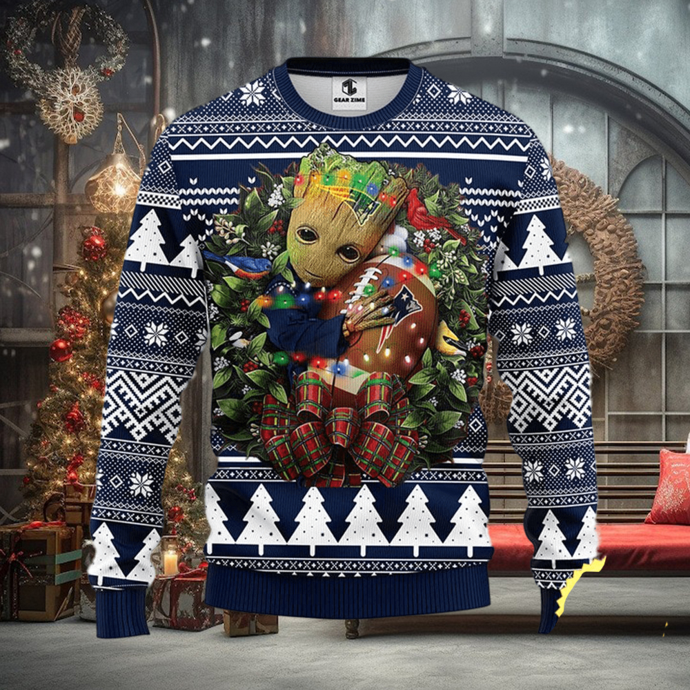 NFL New England Patriots Groot Hug Christmas Ugly Sweater NFL New England Patriots Groot Hug Christmas Ugly Sweater