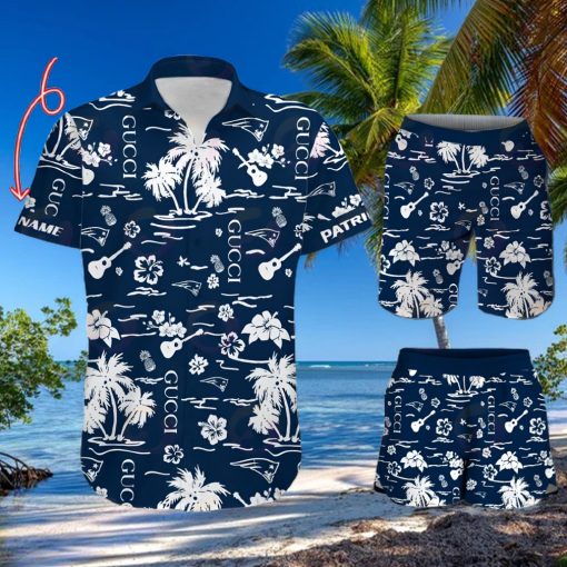 NFL New England Patriots Gucci Logo Pattern Hawaiian Shirt & Shorts