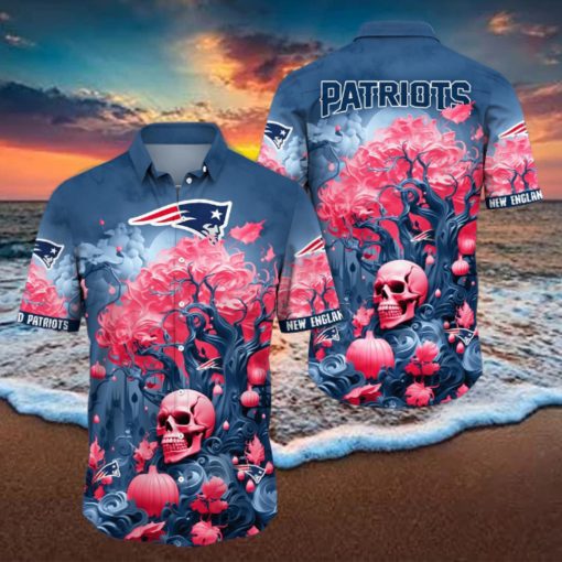 NFL New England Patriots Halloween Skull Pumpkin Hawaiian Shirt