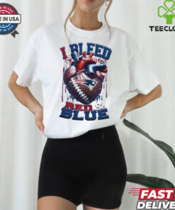 NFL New England Patriots I Bleed Red Blue Football Sporty T Shirt