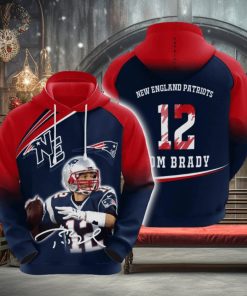 NFL New England Patriots Tom Brady Blue Red Pullover Hoodie Ver 1