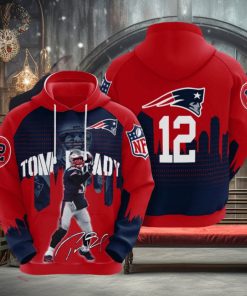 NFL New England Patriots Tom Brady Blue Red Pullover Hoodie Ver 2