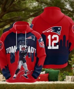 NFL New England Patriots Tom Brady Blue Red Pullover Hoodie Ver 2