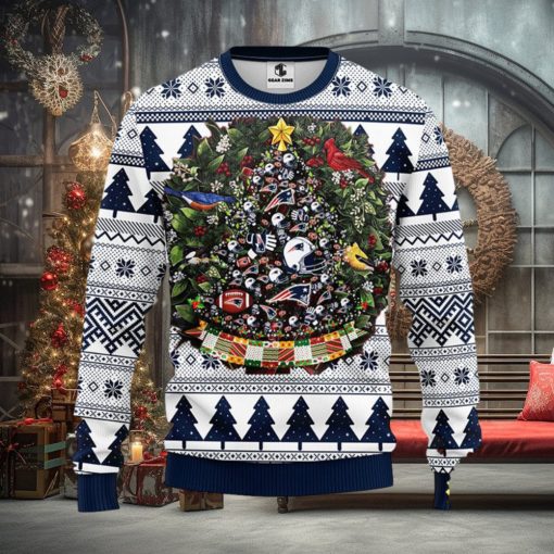 NFL New England Patriots Ugly Christmas Sweater Ball Pine Tree Christmas Unisex Sweater