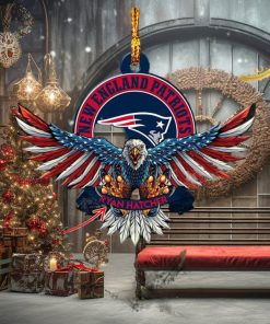 NFL New England Patriots Xmas American US Eagle Custom Name Ornament