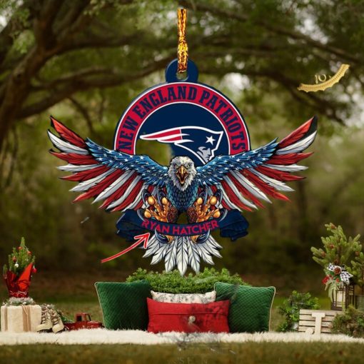 NFL New England Patriots Xmas American US Eagle Custom Name Ornament