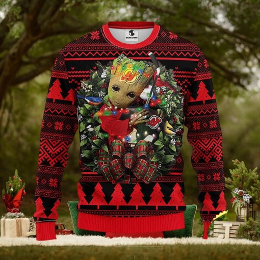 NFL New Jersey Devils Groot Hug Christmas Ugly Sweater