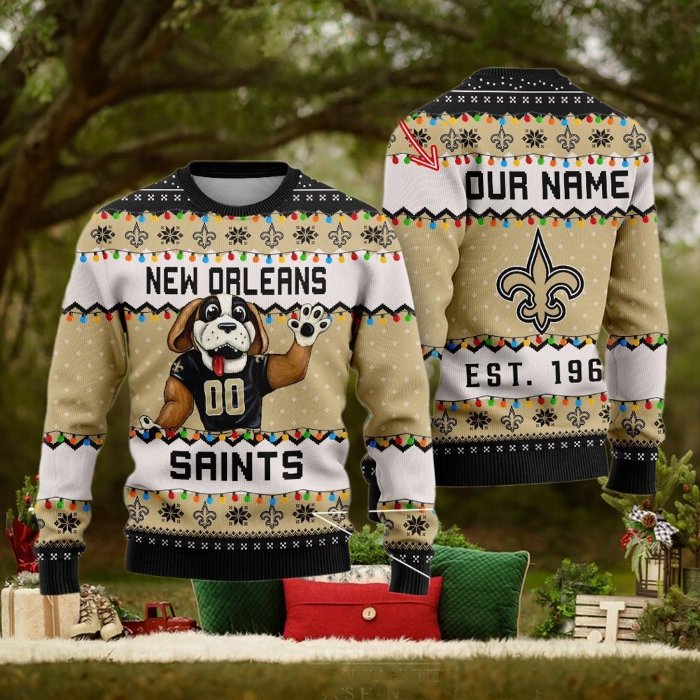 NFL New Orleans Saints Cute Mascot Custom Ugly Christmas Sweater NFL New Orleans Saints Cute Mascot Custom Ugly Christmas Sweater
