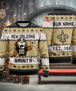 NFL New Orleans Saints Cute Mascot Custom Ugly Christmas Sweater