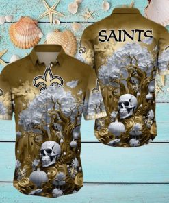 NFL New Orleans Saints Halloween Skull Pumpkin Hawaiian Shirt