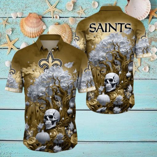 NFL New Orleans Saints Halloween Skull Pumpkin Hawaiian Shirt