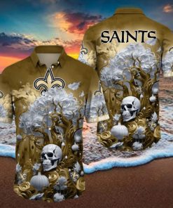 NFL New Orleans Saints Halloween Skull Pumpkin Hawaiian Shirt