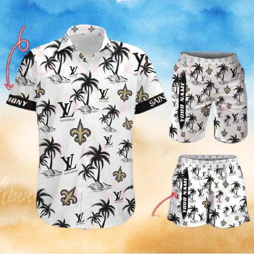 NFL New Orleans Saints Louis Vuitton Logo Pattern Hawaiian Shirt & Shorts