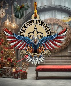 NFL New Orleans Saints Xmas American US Eagle Custom Name Ornament