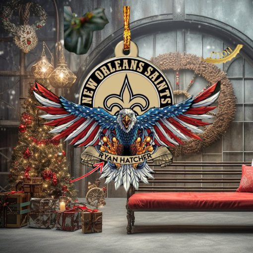 NFL New Orleans Saints Xmas American US Eagle Custom Name Ornament