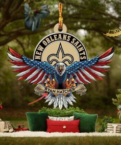 NFL New Orleans Saints Xmas American US Eagle Custom Name Ornament