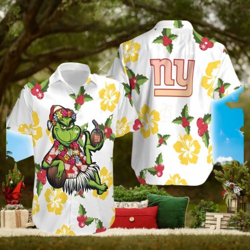 NFL New York Giants Aloha Grinch Relax Christmas Pattern Holly Hawaiian Shirt