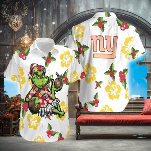 NFL New York Giants Aloha Grinch Relax Christmas Pattern Holly Hawaiian Shirt