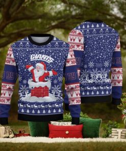 NFL New York Giants Funny Santa Claus Show Team Spirit Ugly Xmas Wool Knitted Sweater