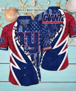 NFL New York Giants Hawaiian Shirt 3D Printed Graphic American Flag Print This Summer Gift For Fans
