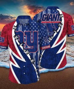 NFL New York Giants Hawaiian Shirt 3D Printed Graphic American Flag Print This Summer Gift For Fans