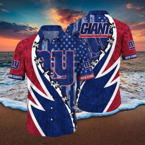 NFL New York Giants Hawaiian Shirt 3D Printed Graphic American Flag Print This Summer Gift For Fans