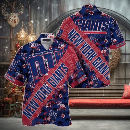 NFL New York Giants Hawaiian Shirt With Tropical Pattern Flamingo Printed For Fans