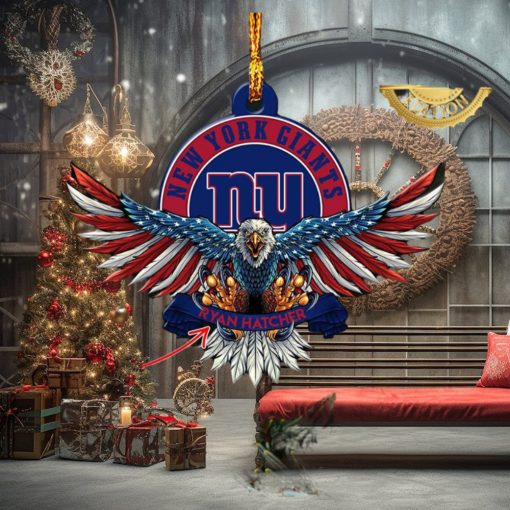 NFL New York Giants Xmas American US Eagle Custom Name Ornament