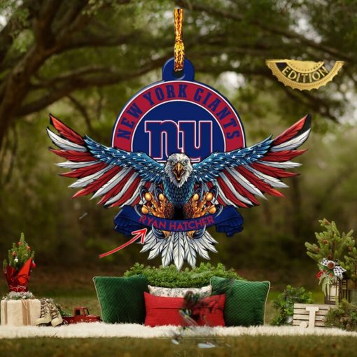 NFL New York Giants Xmas American US Eagle Custom Name Ornament