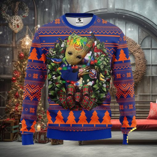 NFL New York Islanders Groot Hug Christmas Ugly Sweater