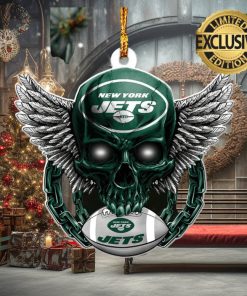 NFL New York Jets 2023 Holiday Gifts Xmas Skull Christmas Gift For Fans Ornament