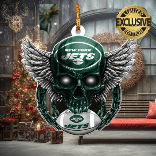 NFL New York Jets 2023 Holiday Gifts Xmas Skull Christmas Gift For Fans Ornament