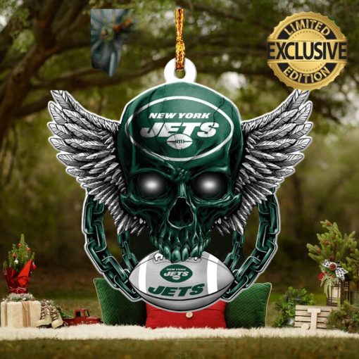 NFL New York Jets 2023 Holiday Gifts Xmas Skull Christmas Gift For Fans Ornament