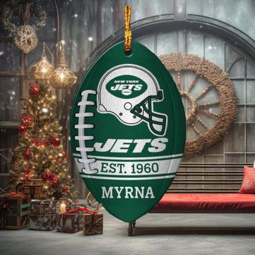 NFL New York Jets Football Xmas Custom Name Tree Decorations Christmas Gift For Fans Ornament